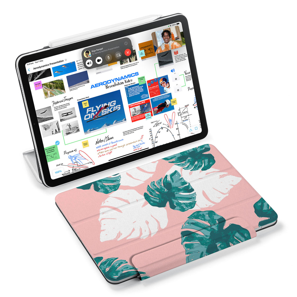 the VistaCase Personalized iPad Slim Fit Case with Pink Flower 2 design,  Designed with convenience in mind, the case automatically wakes your iPad when opened and puts it to sleep when closed.