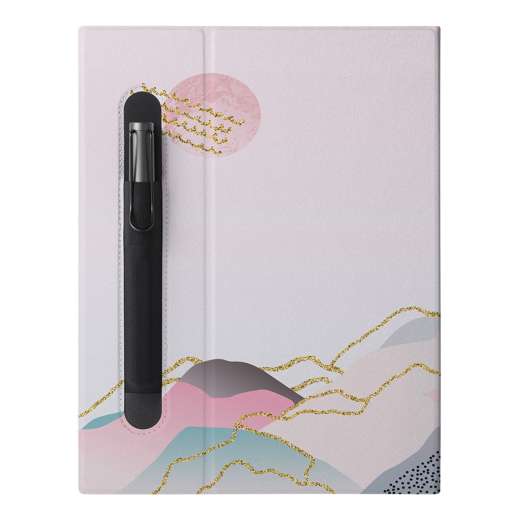 The Personalized VistaCase reMarkable Pen Holder Case with Marble Art design features a built-in Marker pen holder,