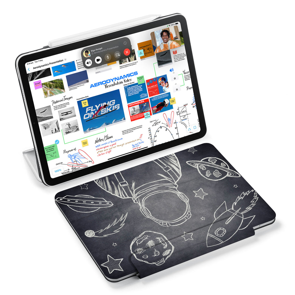 the VistaCase Personalized iPad Slim Fit Case with Astronaut Space design,  Designed with convenience in mind, the case automatically wakes your iPad when opened and puts it to sleep when closed.