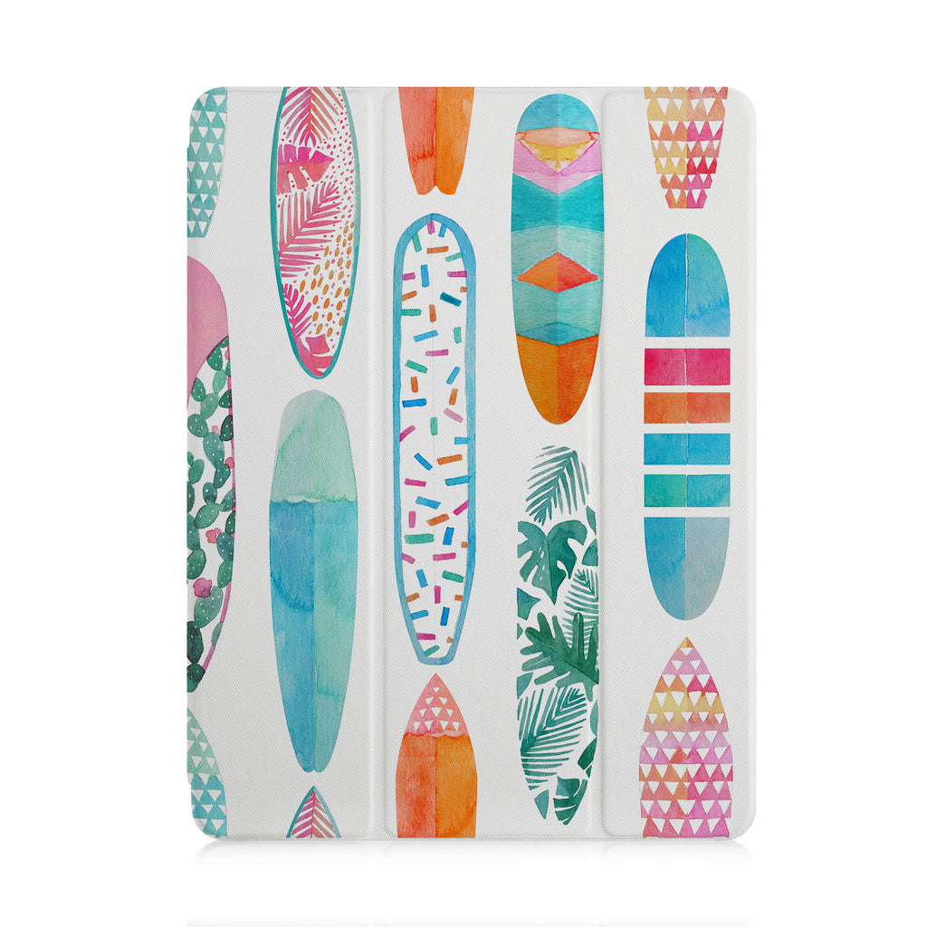 front and back view of personalized iPad case with pencil holder and 04 design