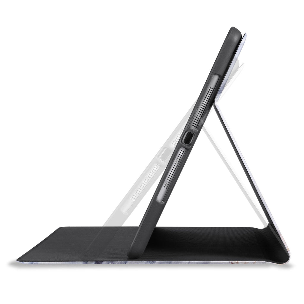 Personalized iPad folio case with Marble design works in multiple viewing modes