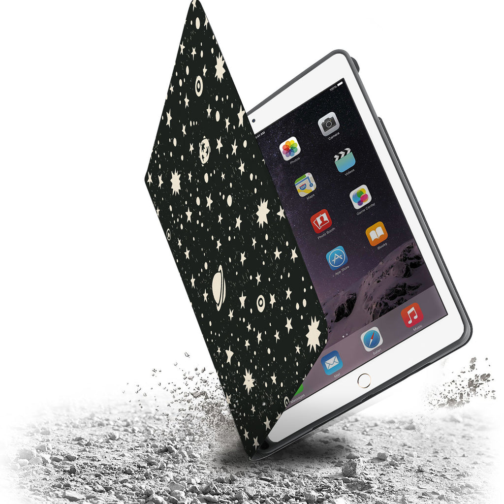 Drop protection from the personalized iPad folio case with Space design