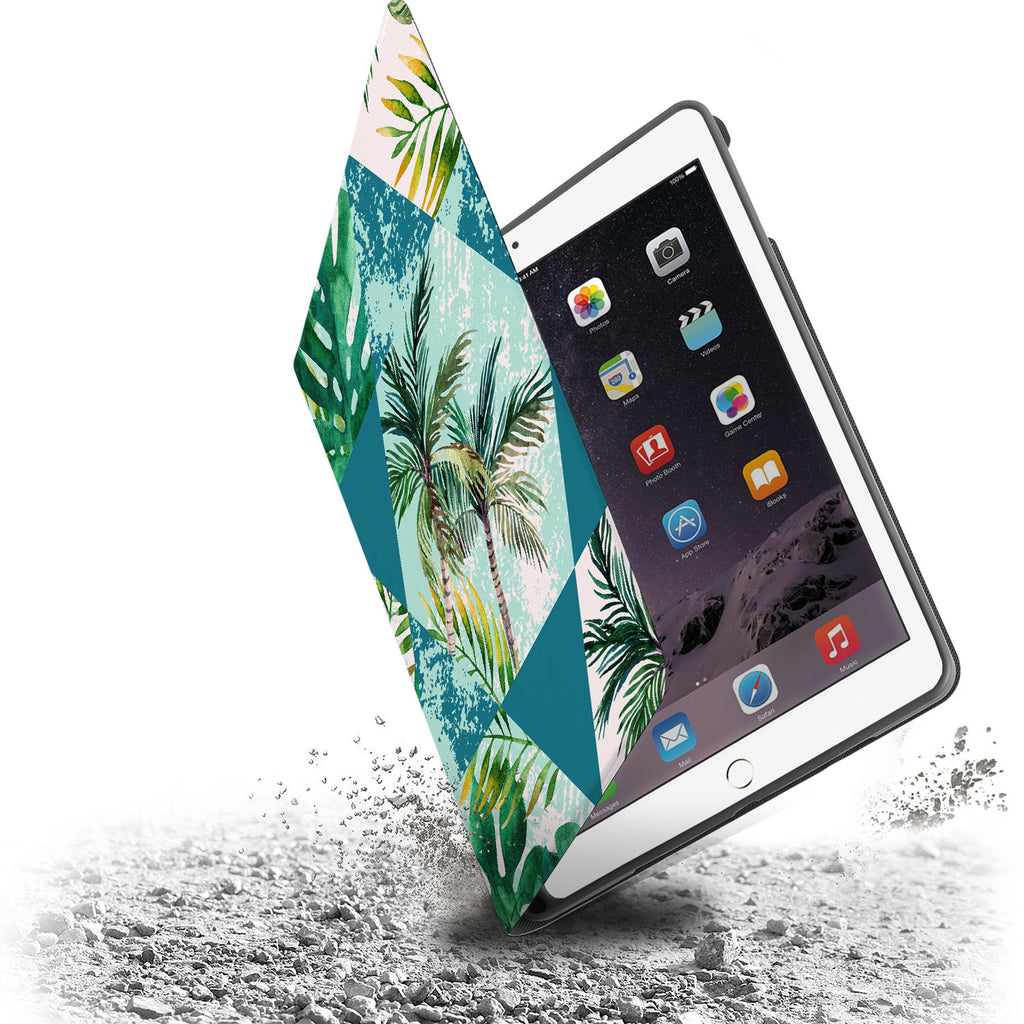 Drop protection from the personalized iPad folio case with Tropical Leaves design