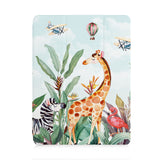 front view of personalized iPad case with pencil holder and Rainforest Animals design