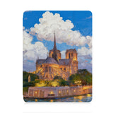 front view of personalized iPad case with pencil holder and France  Famous Attractions design