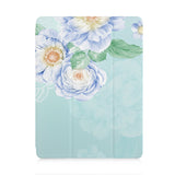 front view of personalized iPad case with pencil holder and Marble design