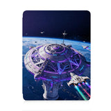 front view of personalized iPad case with pencil holder and Universe design