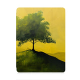 front view of personalized iPad case with pencil holder and Tree Painting design