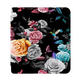 front view of personalized Kobo case with Black Flower design