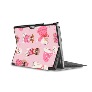 the back side of Personalized Microsoft Surface Pro and Go Case in Movie Stand View with Lovely Dog design - swap