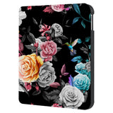 swap front and back view of personalized KOBO case and Black Flower design