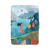 front view of personalized kindle paperwhite case with Colorful Mountain design