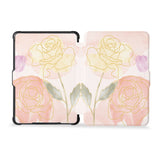 the whole front and back view of personalized kindle case paperwhite case with Artistic Flower design